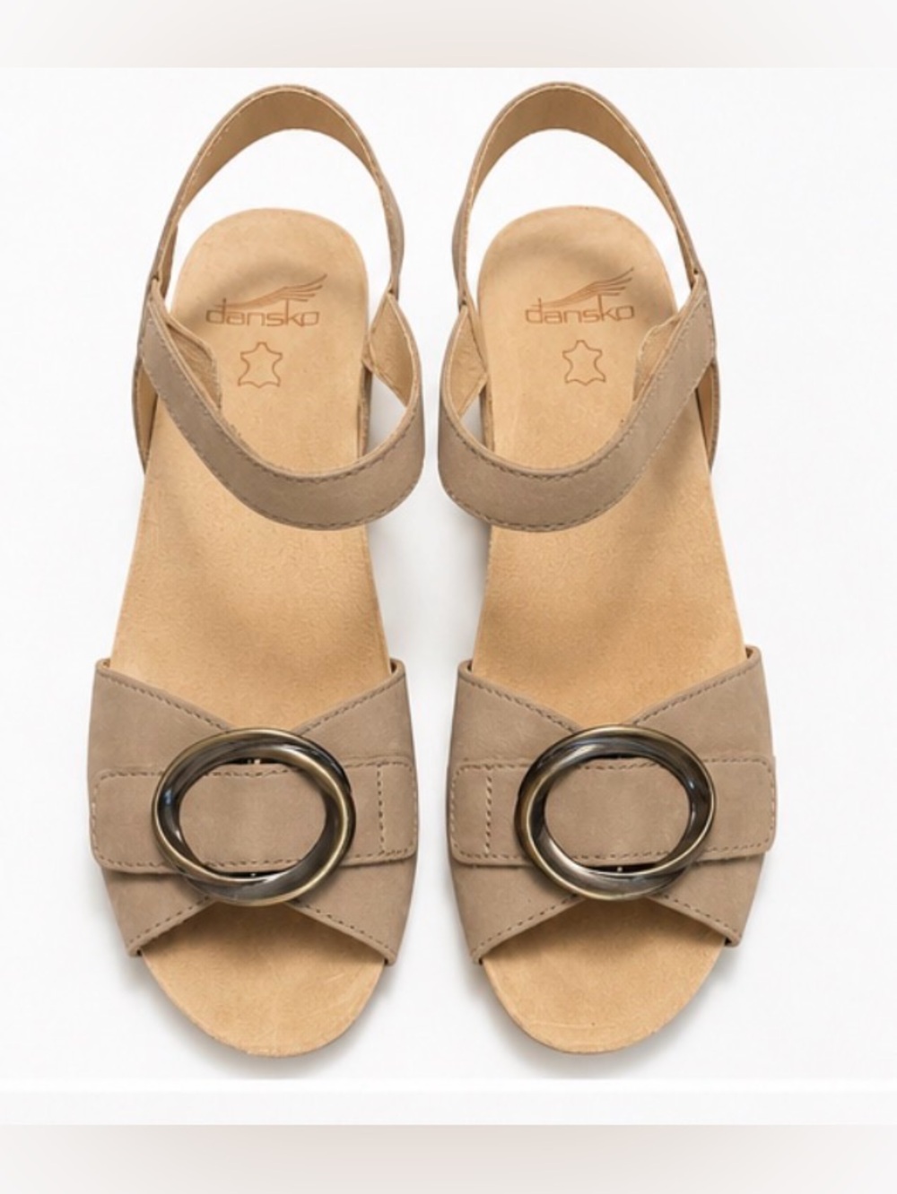 Sandals US 10 EU 40 Beige Leather Slingback Wedge Dansko